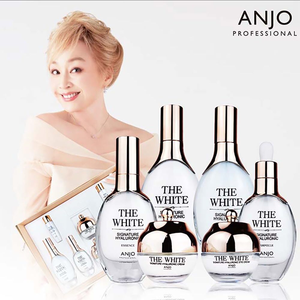 [ANJO] The White Signature Hyaluronic Skin Care Set (6 Items) – Whitening, Wrinkle-Improving, Glutathione & Complex Hyaluronic Acid, 4-Week Lifting Program - Made in Korea